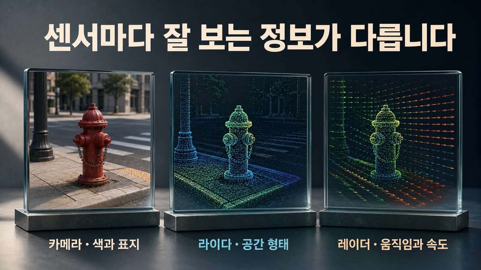 카메라·라이다·레이더의 정보 차이