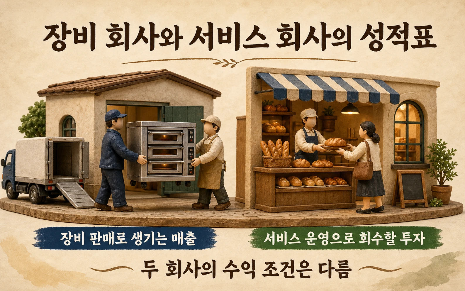 장비 판매 회사의 매출과 서비스 운영 회사의 투자 회수 조건 비교