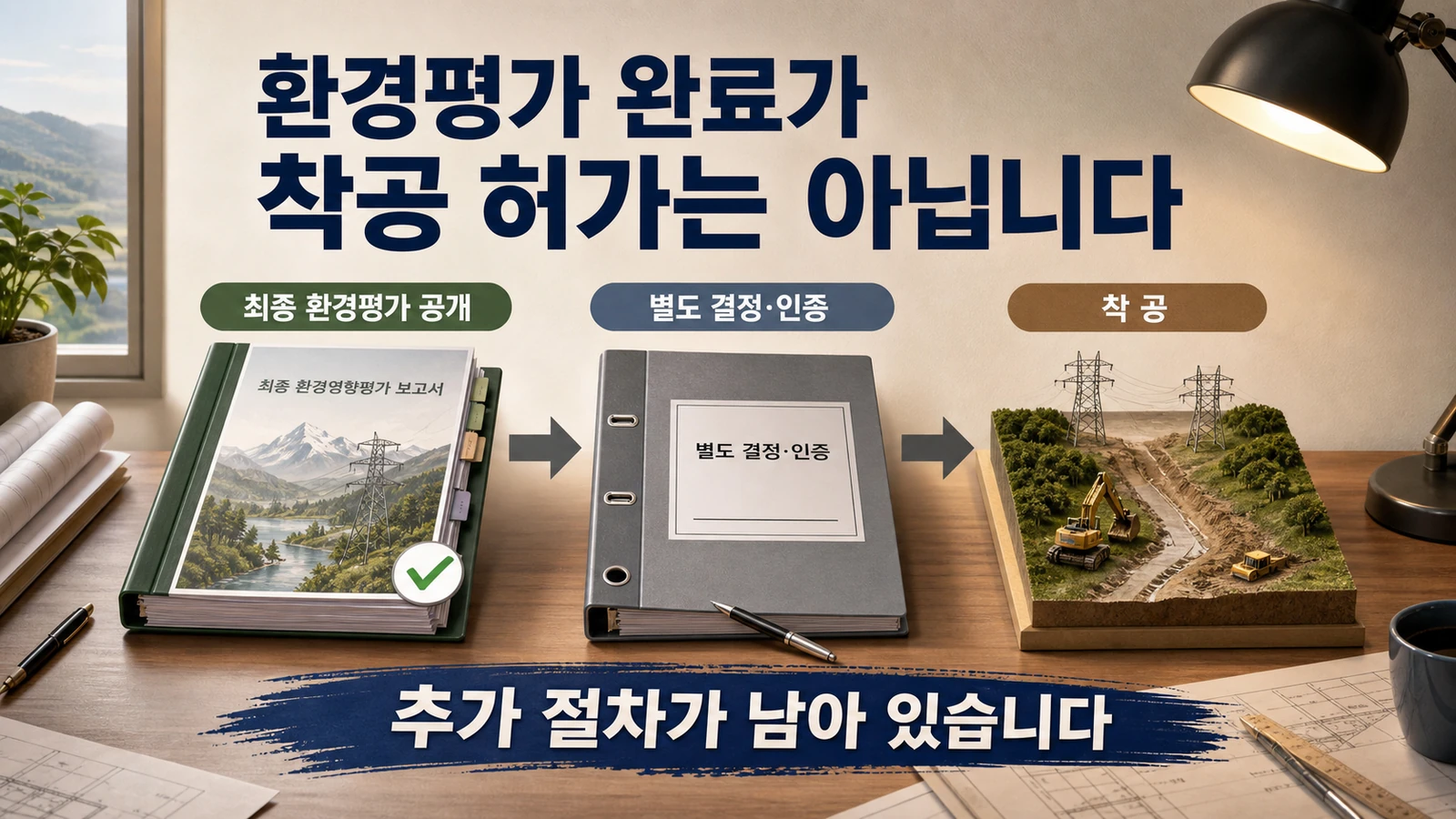 최종 환경평가와 실제 착공 사이에 남은 결정 및 인증 절차