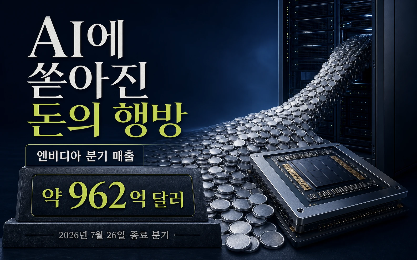 엔비디아의 2026년 7월 26일 종료 분기 매출 약 962억 달러