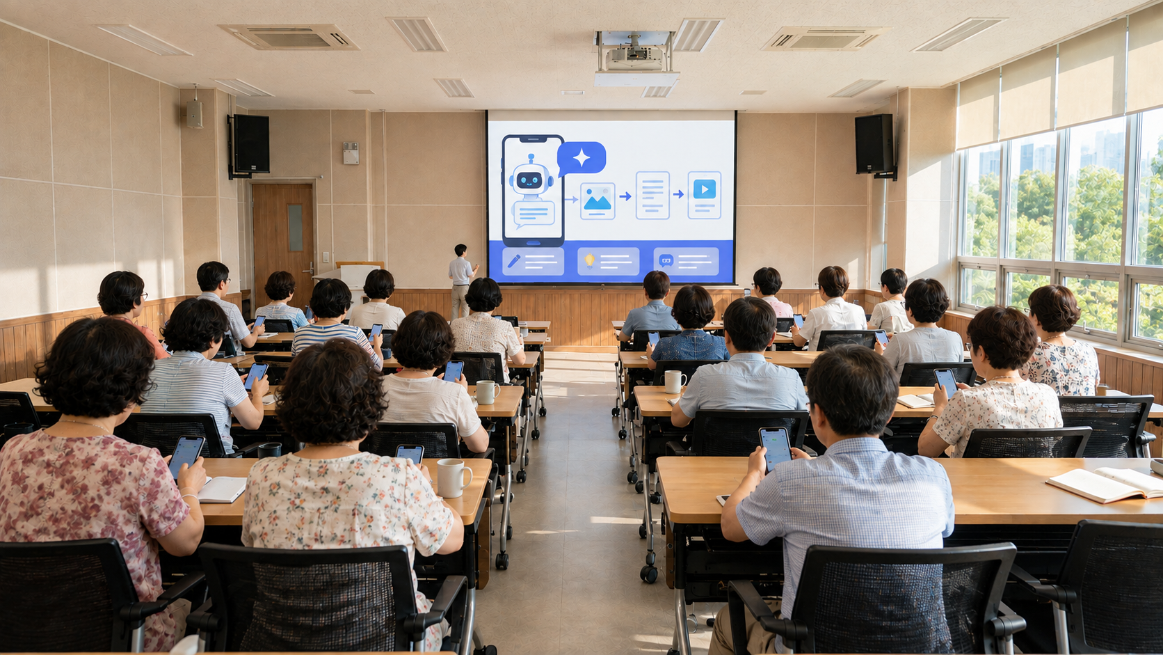 데이웨이 광주 하남근로자복지관 스마트폰 AI 교육
