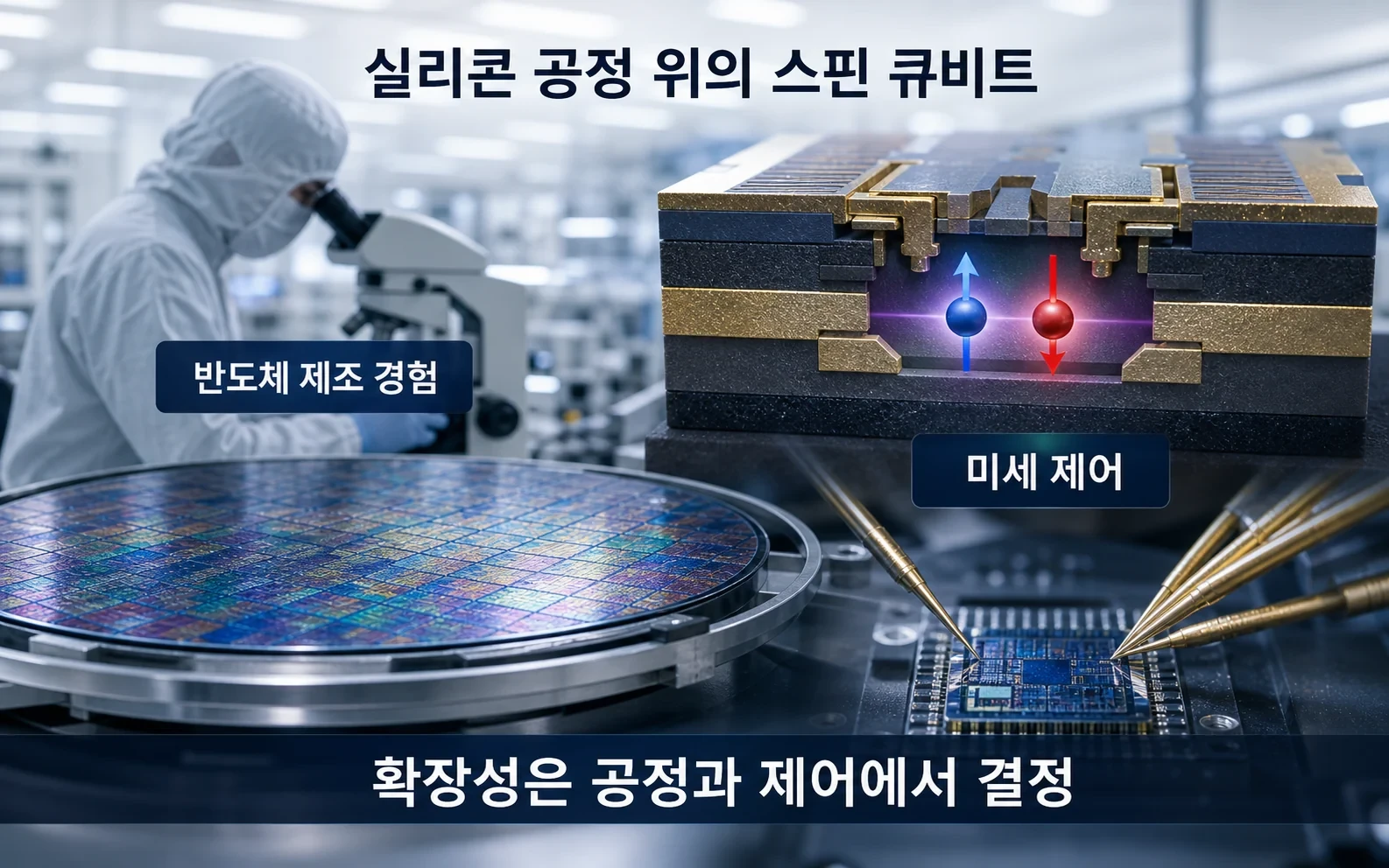 8큐비트 양자컴퓨터가 데이터센터에 들어가는 진짜 이유의 03-silicon-spin 내용을 보여주는 정보 이미지