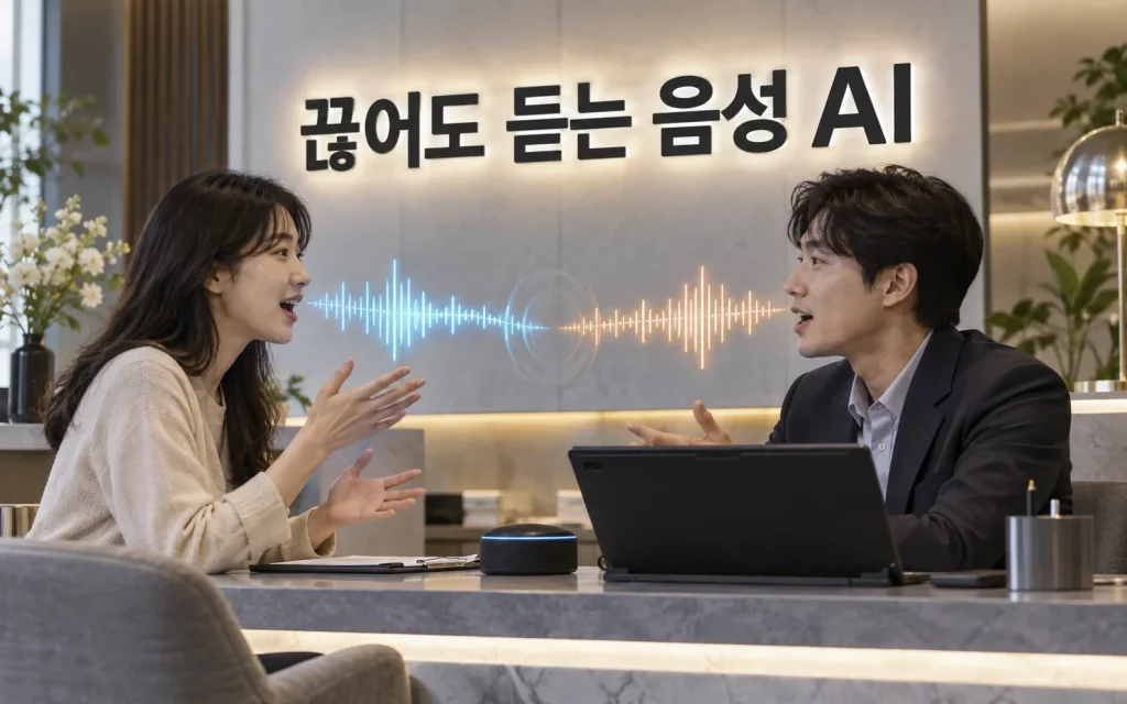 말을 끊어도 계속 듣는 AI, GPT-Live-1이 음성봇 구조를 줄였습니다 핵심 내용을 보여주는 1번째 인포그래픽