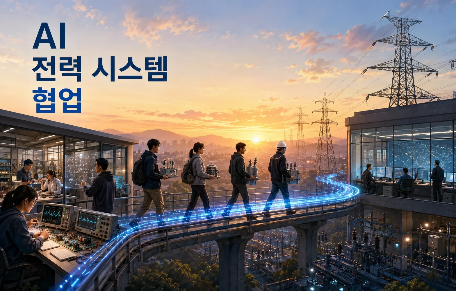 전력망에 10억 가지 미래를 하루에, 브룩헤이븐의 AI 계획 핵심 내용을 보여주는 인포그래픽