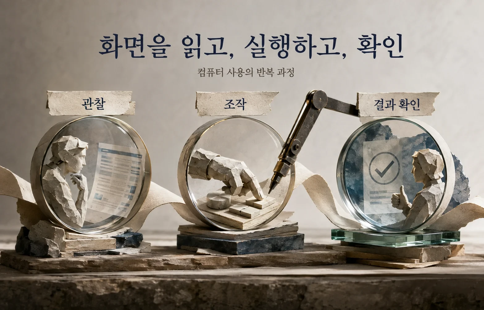 화면을 읽고, 실행하고, 확인; 컴퓨터 사용의 반복 과정