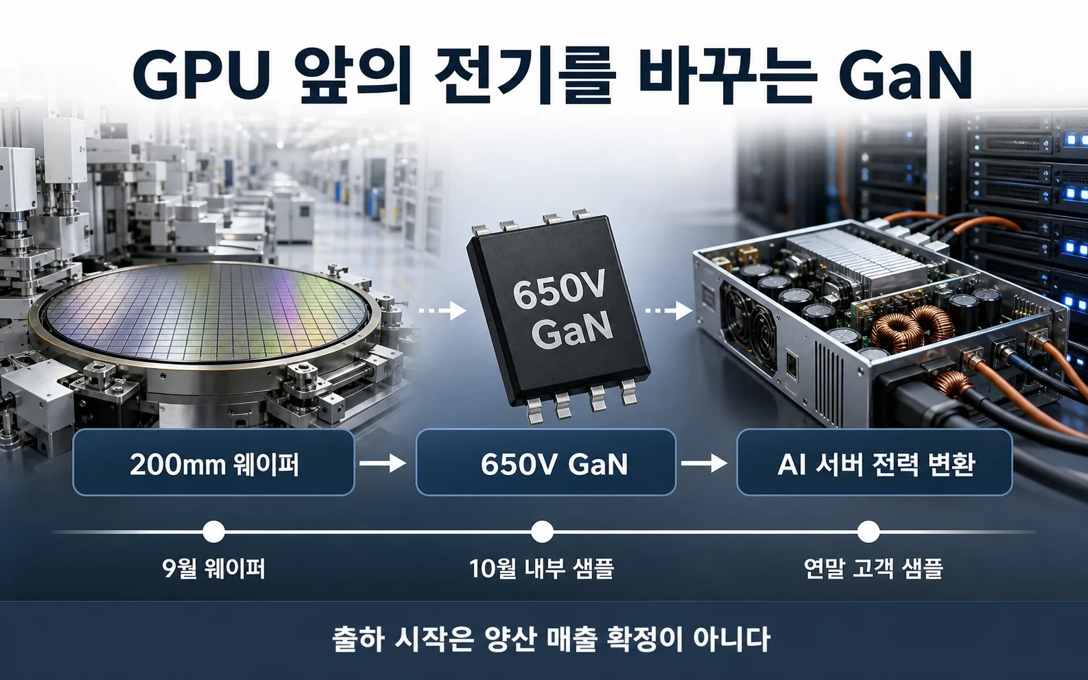 AI 데이터센터의 전력 손실을 줄이는 칩, GaN이 미국 생산에 들어갔다 핵심 내용을 보여주는 대표 이미지