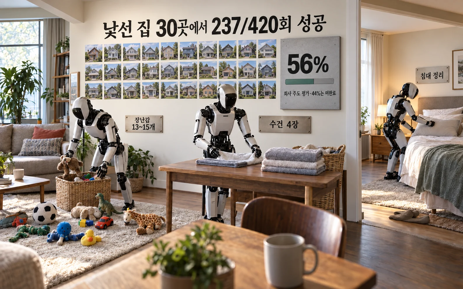 낯선 집 30곳의 회사 주도 로봇 평가