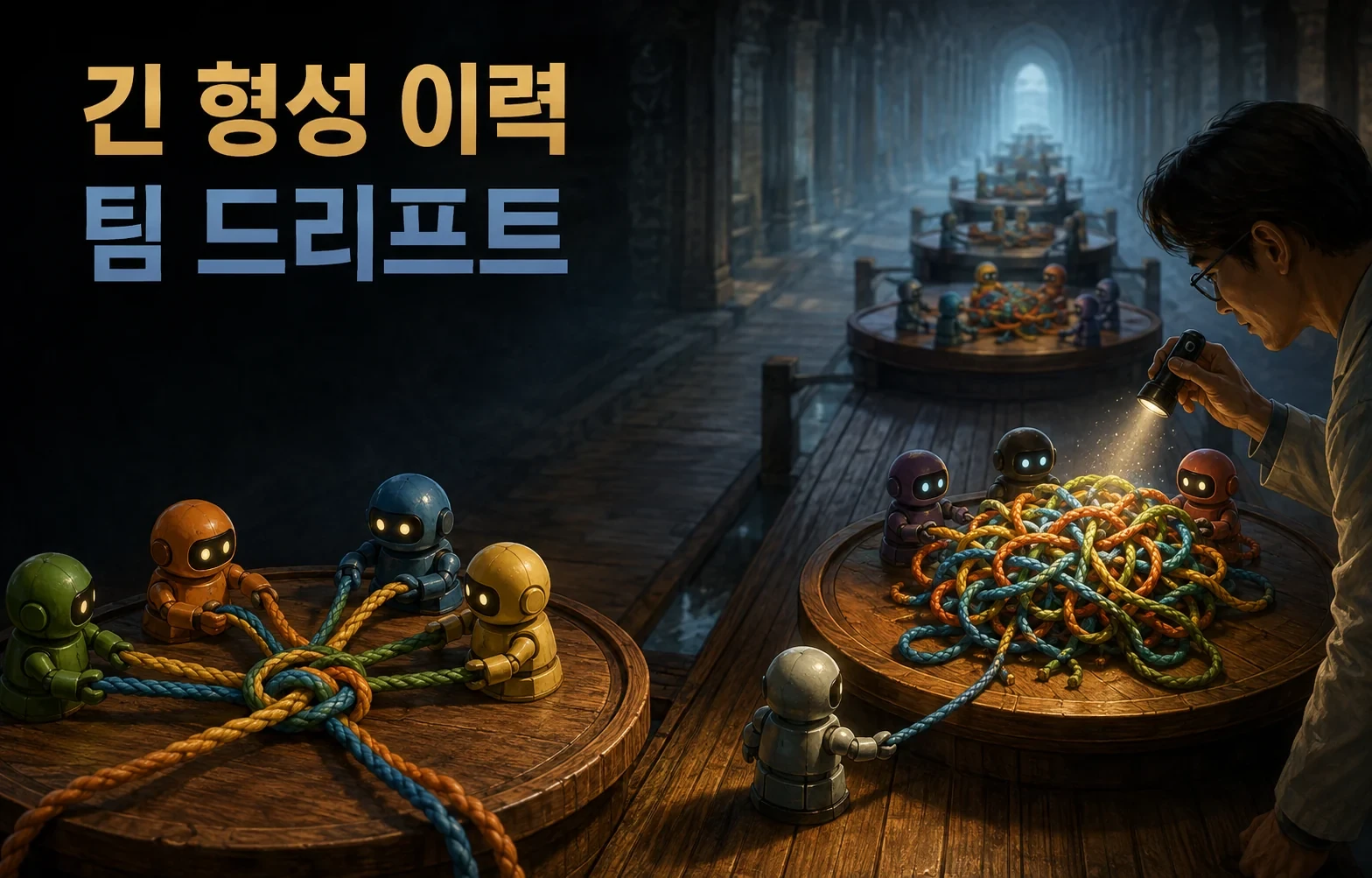 AI 팀의 자리를 바꾸면 성적보다 대화 비용이 흔들립니다 핵심 내용을 보여주는 인포그래픽