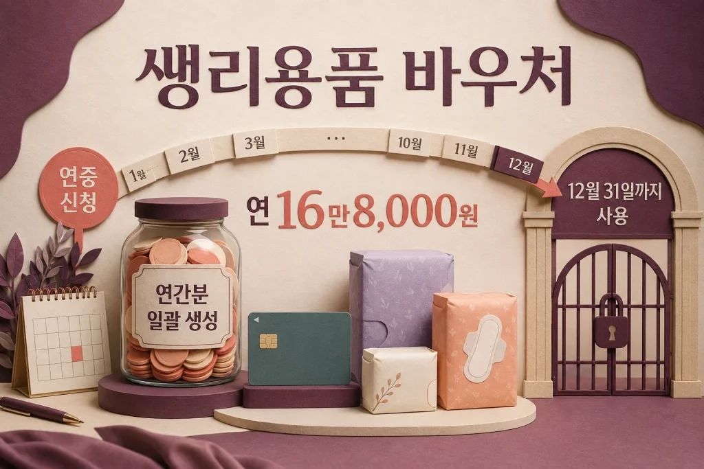 여성청소년 생리용품 바우처 연 16만8천 원 이용 안내