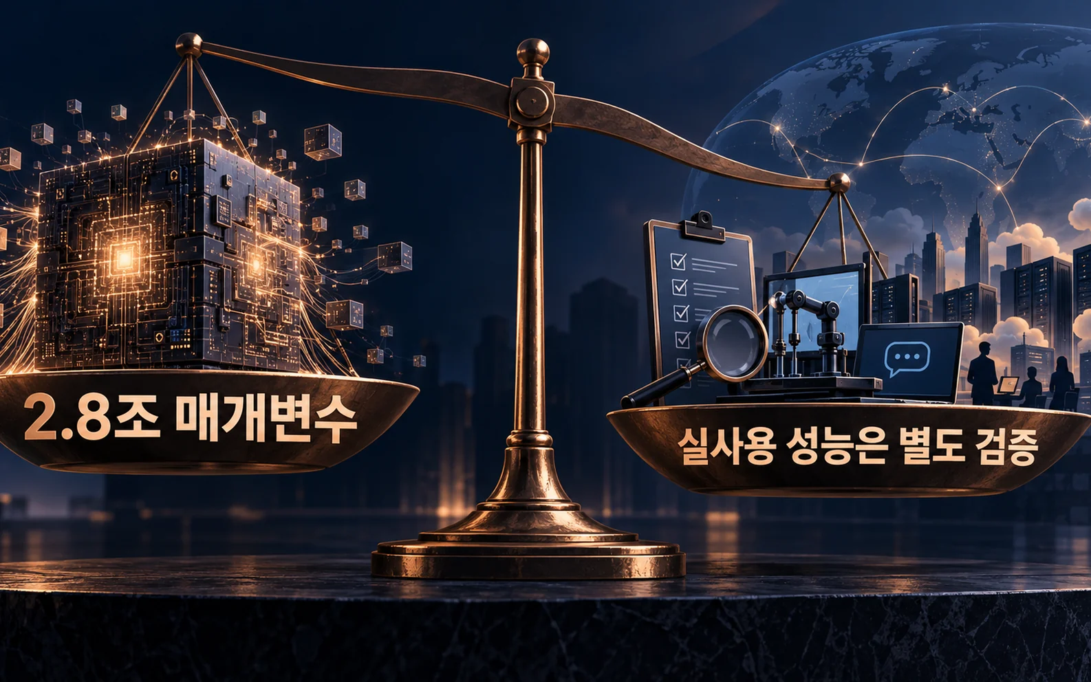 2.8조 매개변수 규모와 실제 업무 성능 검증의 구별