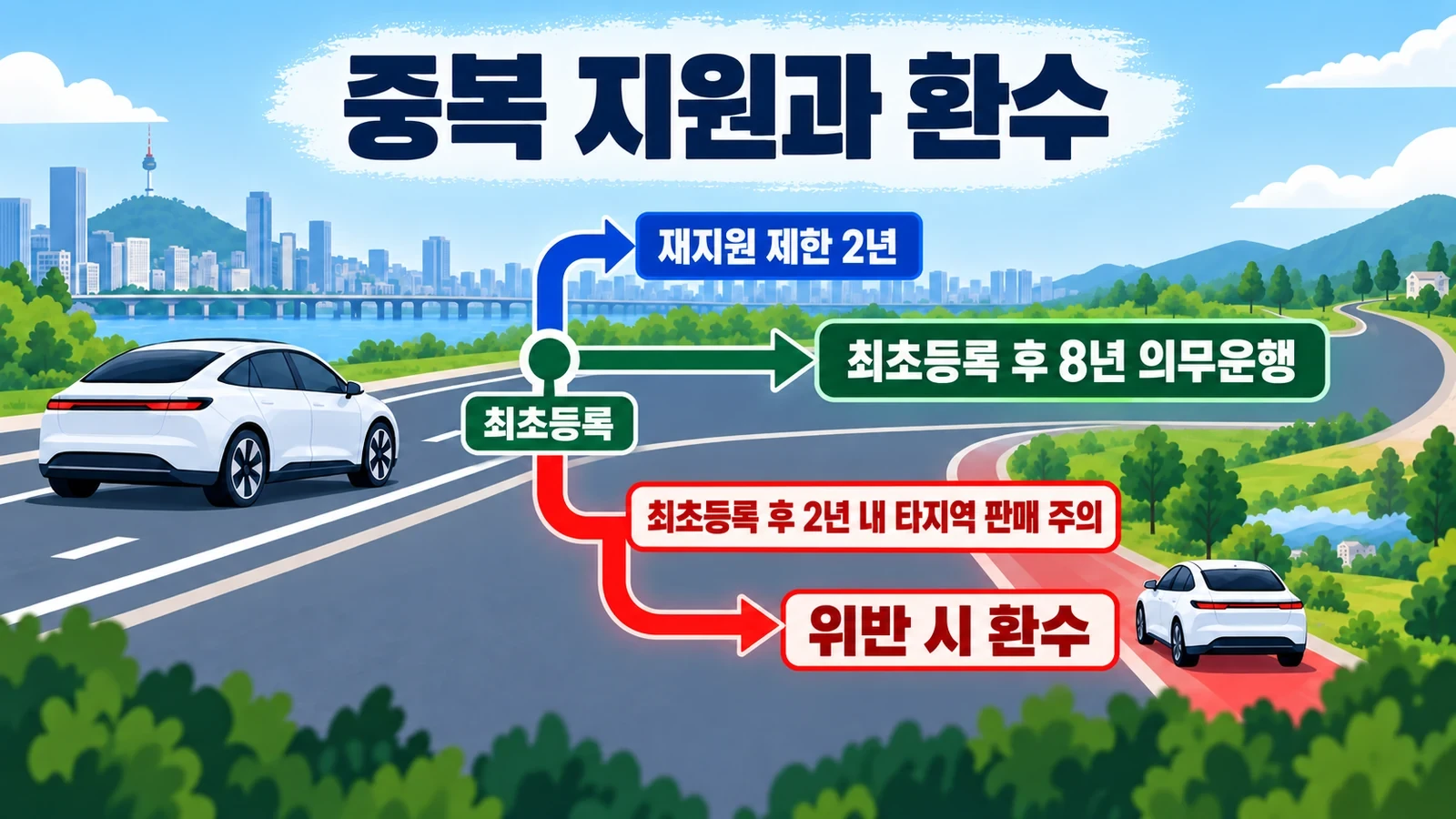 최초등록 기준 재지원 제한과 의무운행기간