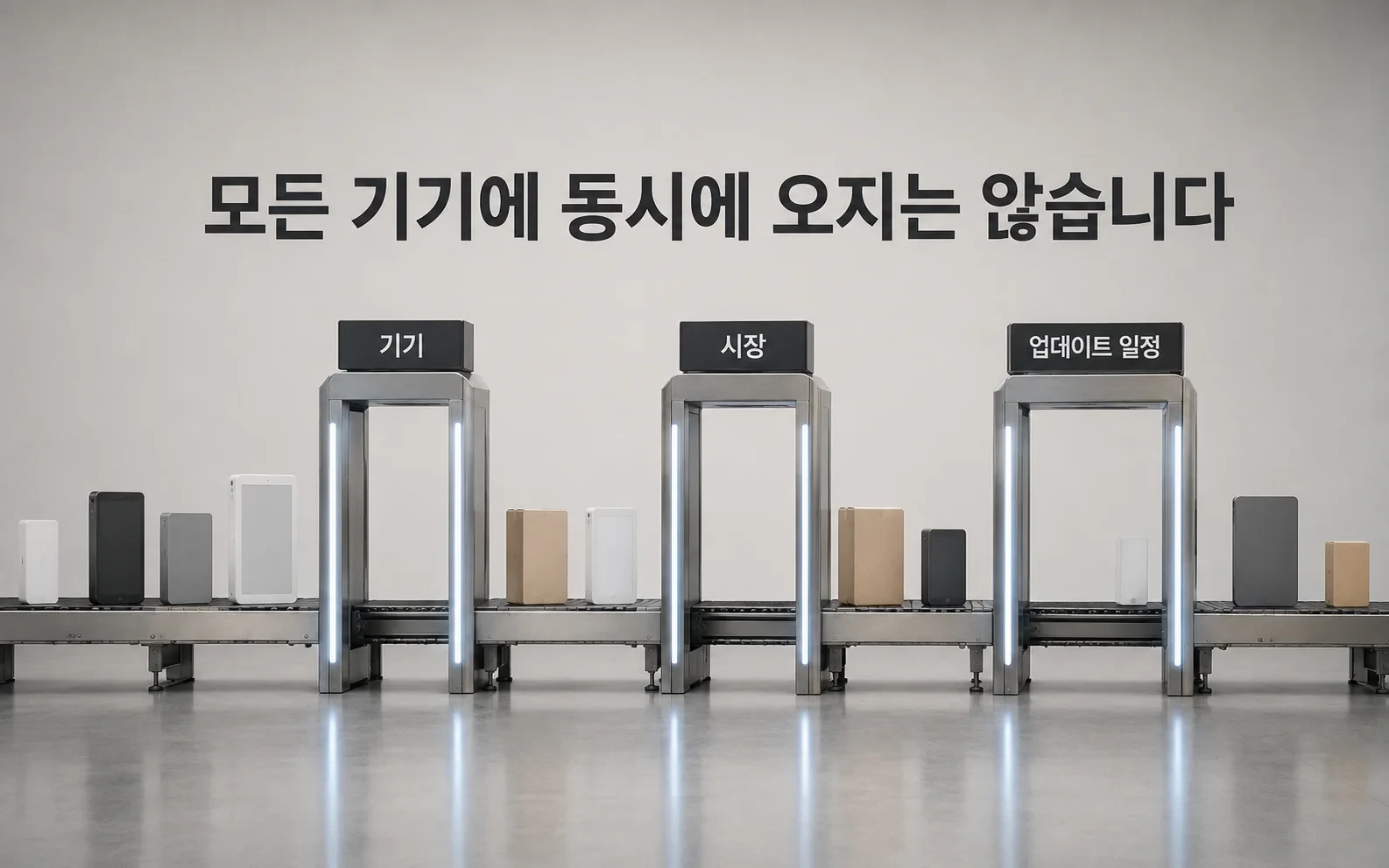 모든 기기에 동시에 오지는 않습니다; 지금 쓸 수 있는 범위를 먼저 확인해야 합니다