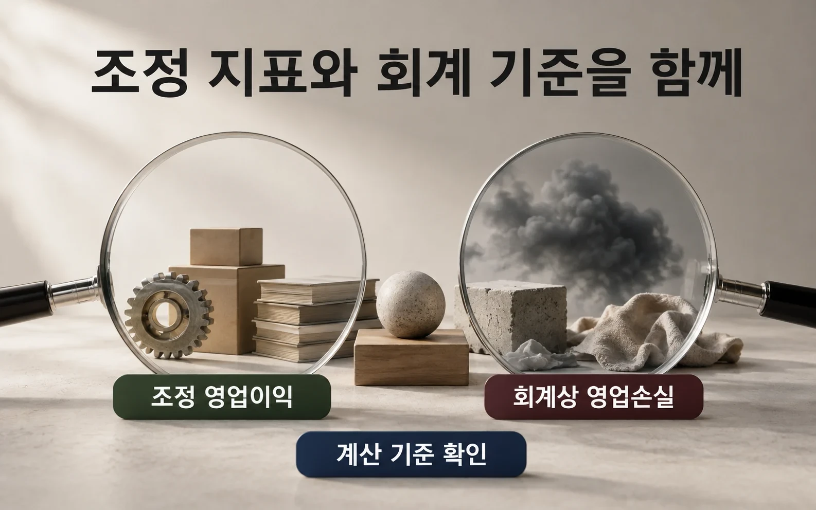 조정 지표와 회계 기준을 함께; 조정 흑자와 회계상 적자도 구분해야 합니다