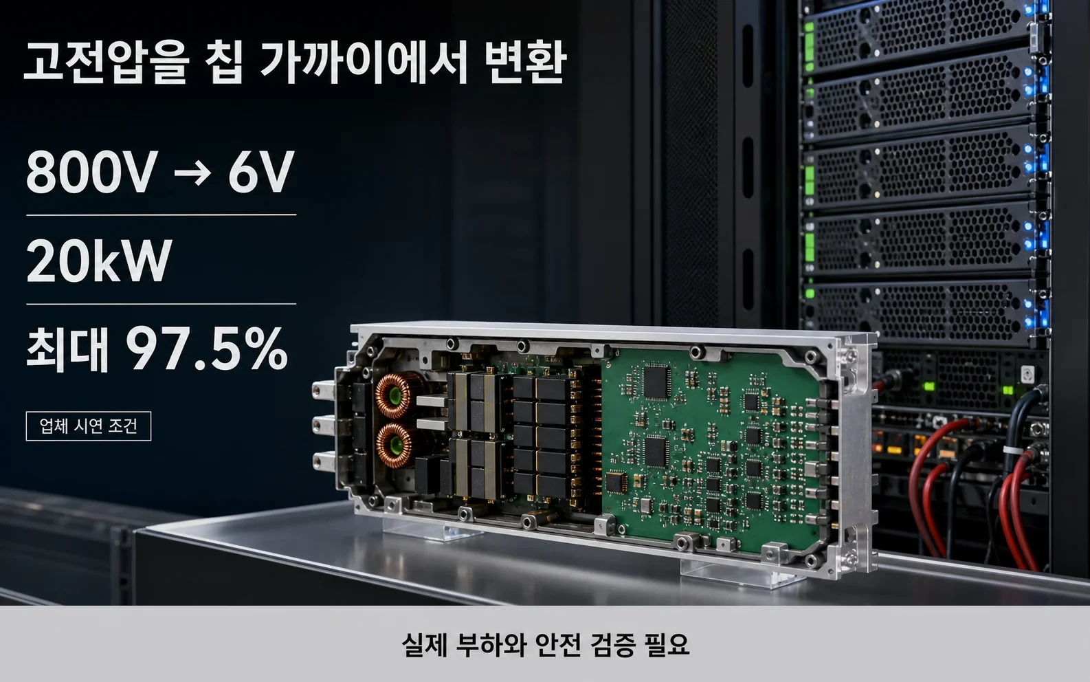 AI 데이터센터의 전력 손실을 줄이는 칩, GaN이 미국 생산에 들어갔다의 03-800v-rack 내용을 보여주는 정보 이미지