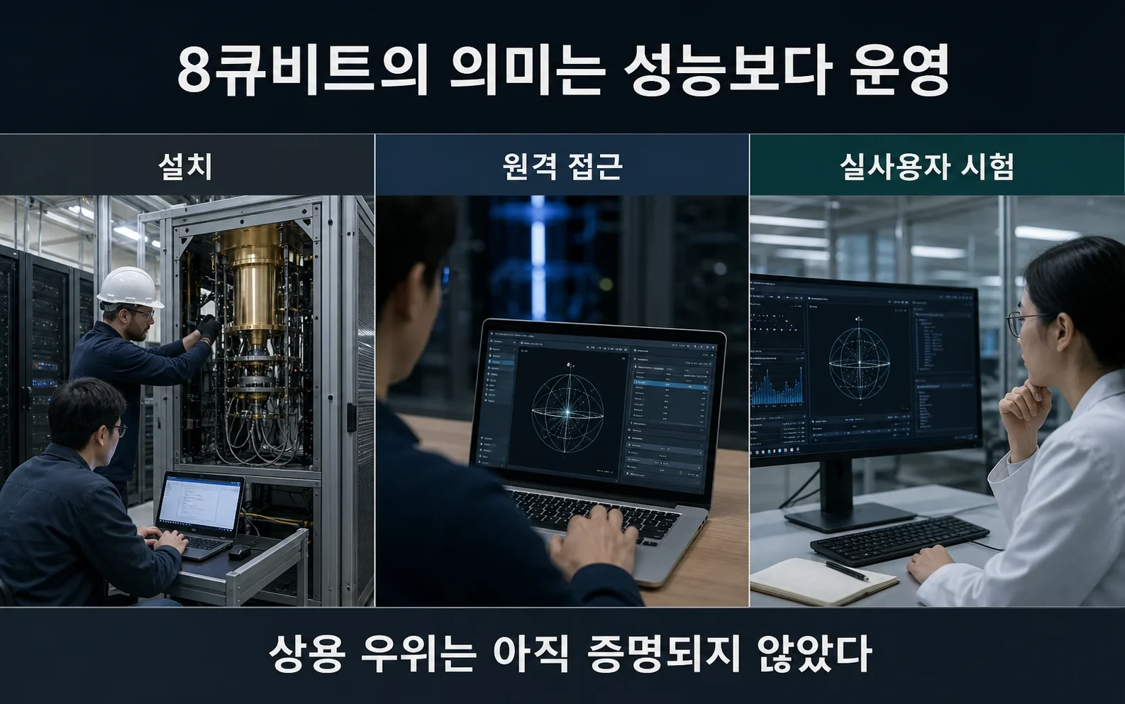 8큐비트 양자컴퓨터가 데이터센터에 들어가는 진짜 이유의 04-commercial-reality 내용을 보여주는 정보 이미지