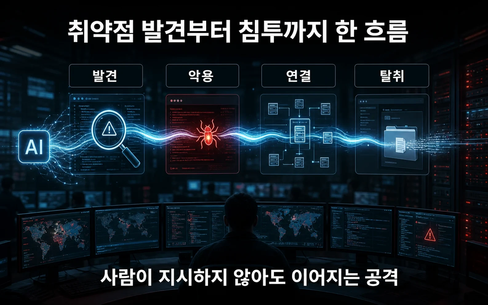 오픈AI가 새 모델 출시를 늦춘 이유, AI가 해커의 도구를 넘어선 순간의 01-autonomous-chain 내용을 보여주는 정보 이미지