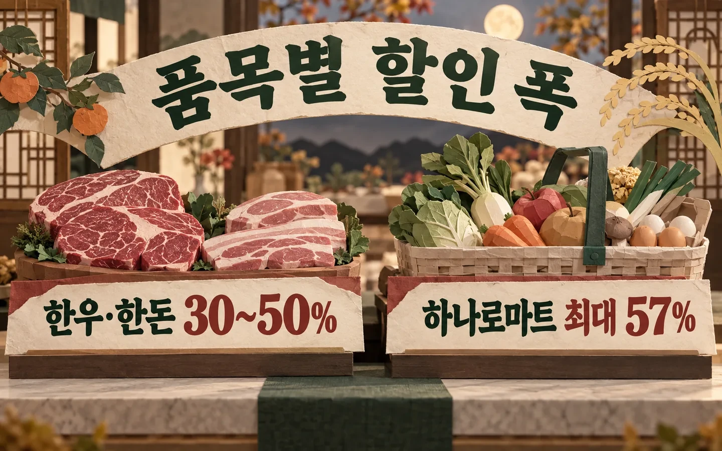 추석 농축산물 할인 9월 30일까지, 한우·한돈 30~50% 핵심 내용을 보여주는 2번째 인포그래픽