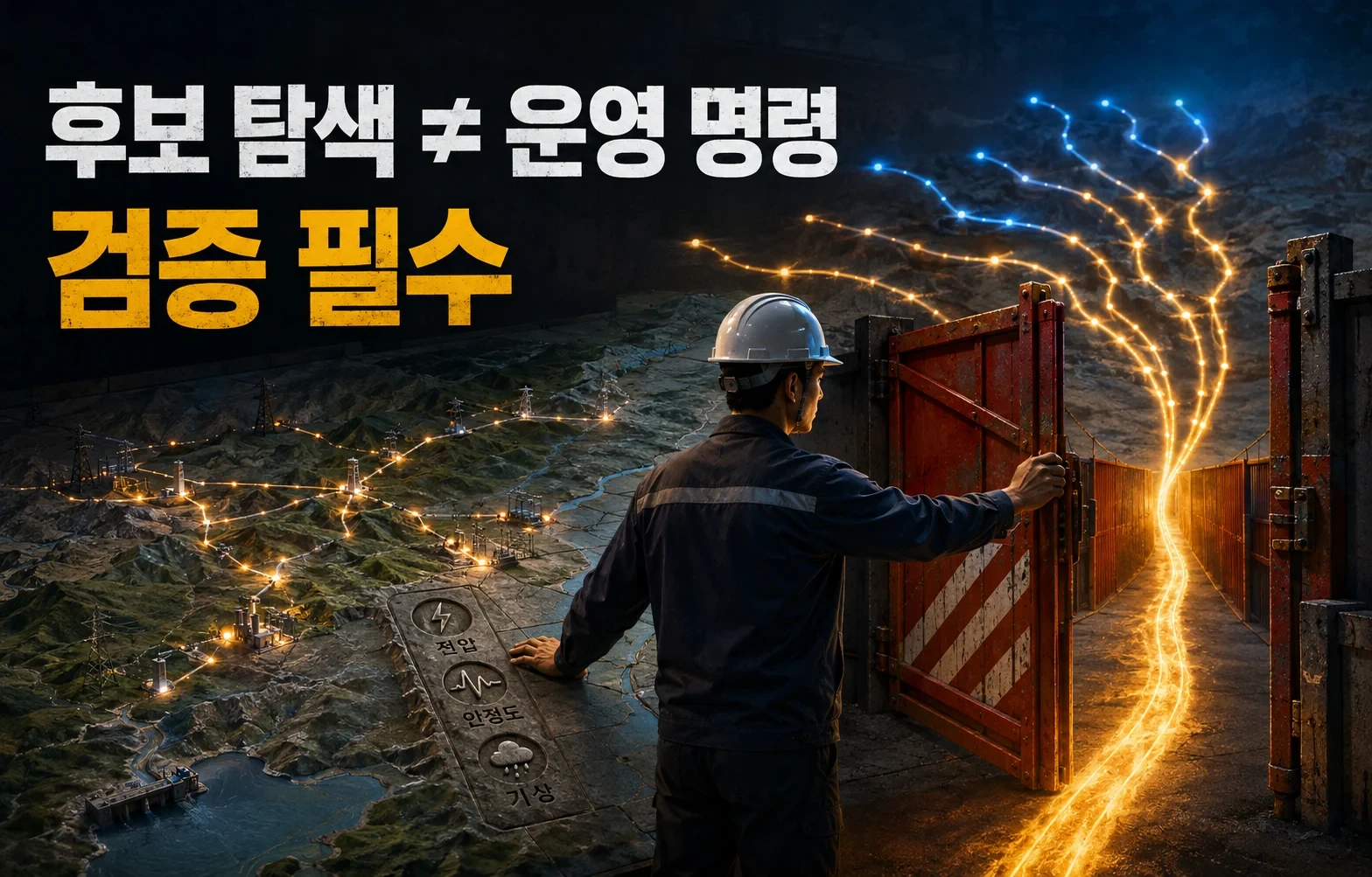 전력망에 10억 가지 미래를 하루에, 브룩헤이븐의 AI 계획 핵심 내용을 보여주는 인포그래픽