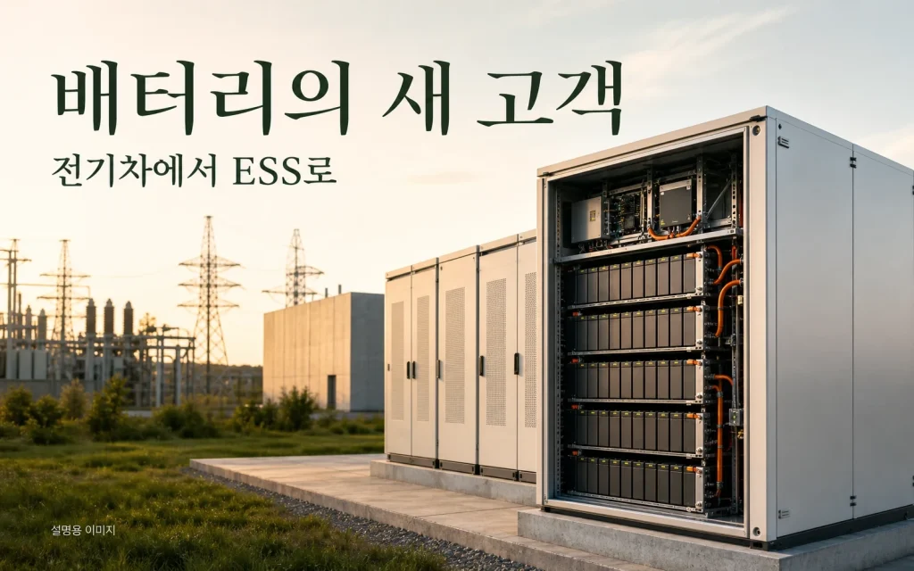 ESS가 자동차 외의 배터리 수요처로 확대되는 흐름을 표현한