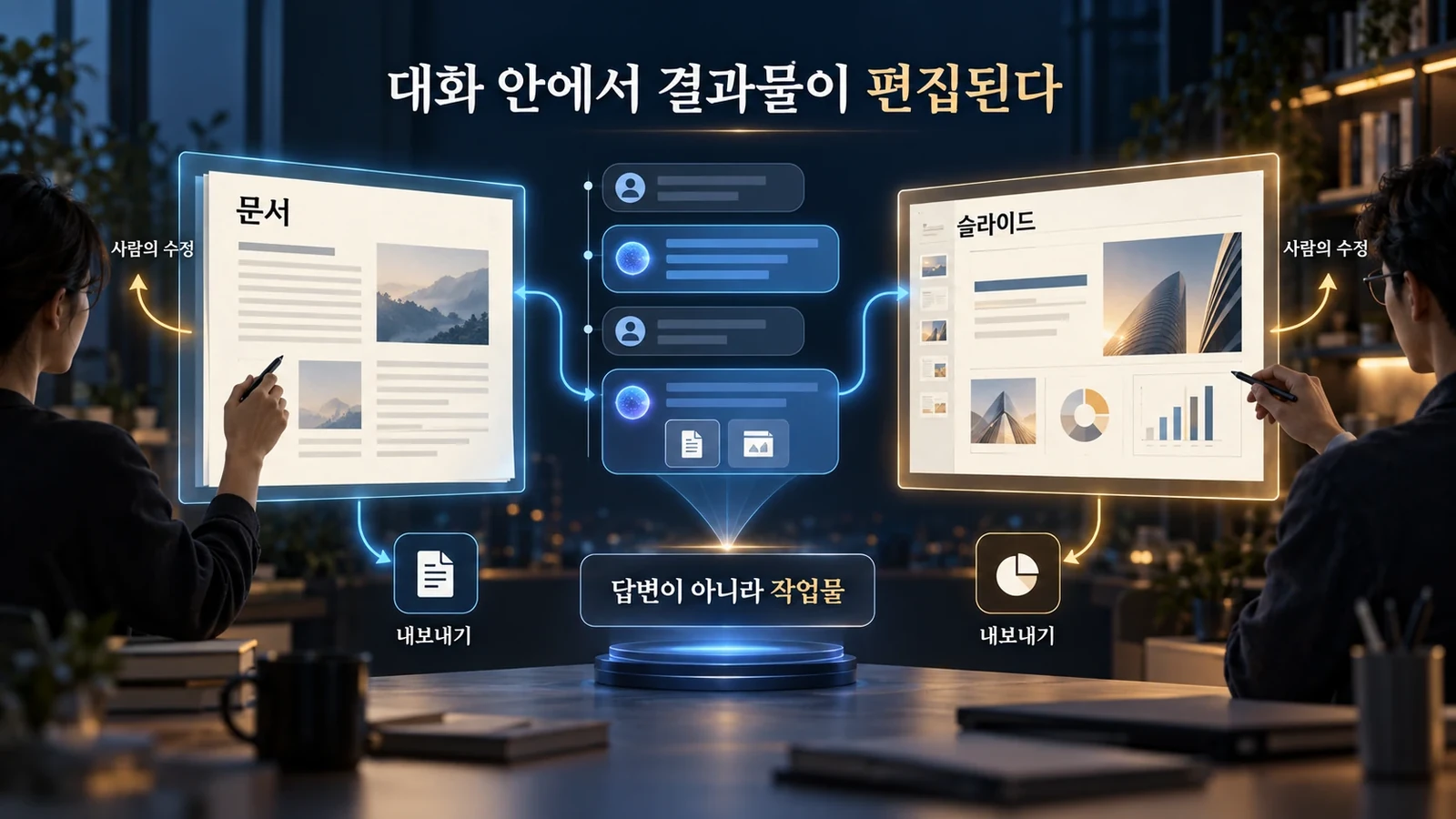 문서 슬라이드 생성 편집과 내보내기 흐름