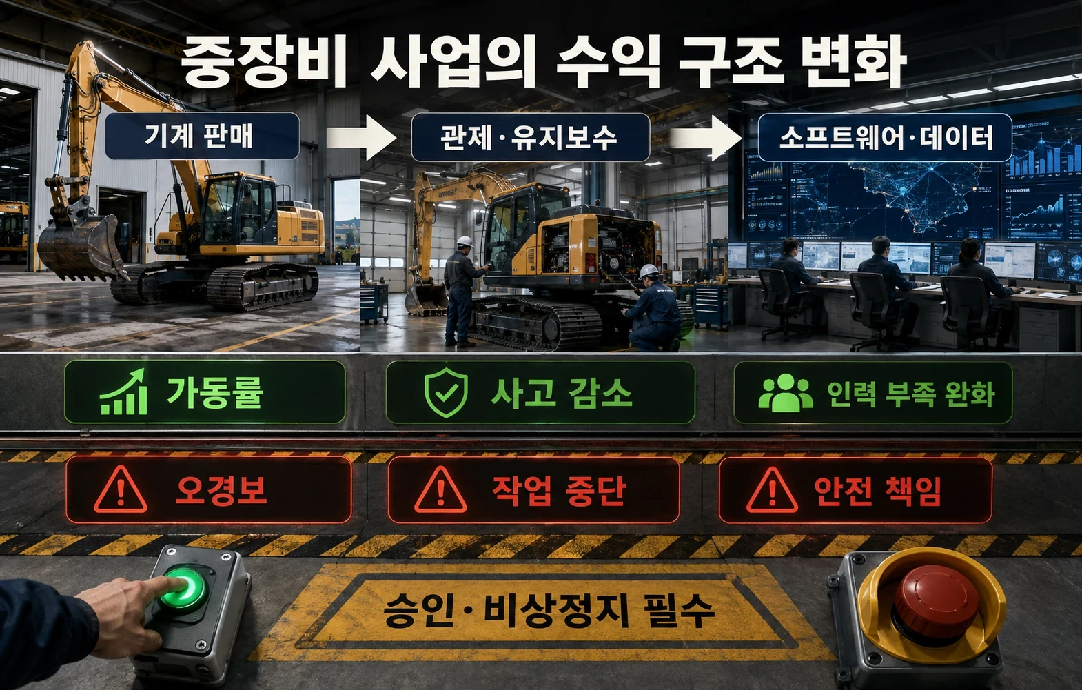 캐터필러가 건설현장에 피지컬 AI를 붙인다, 로봇보다 중요한 현장 데이터 관련 4번째 핵심 구조 인포그래픽