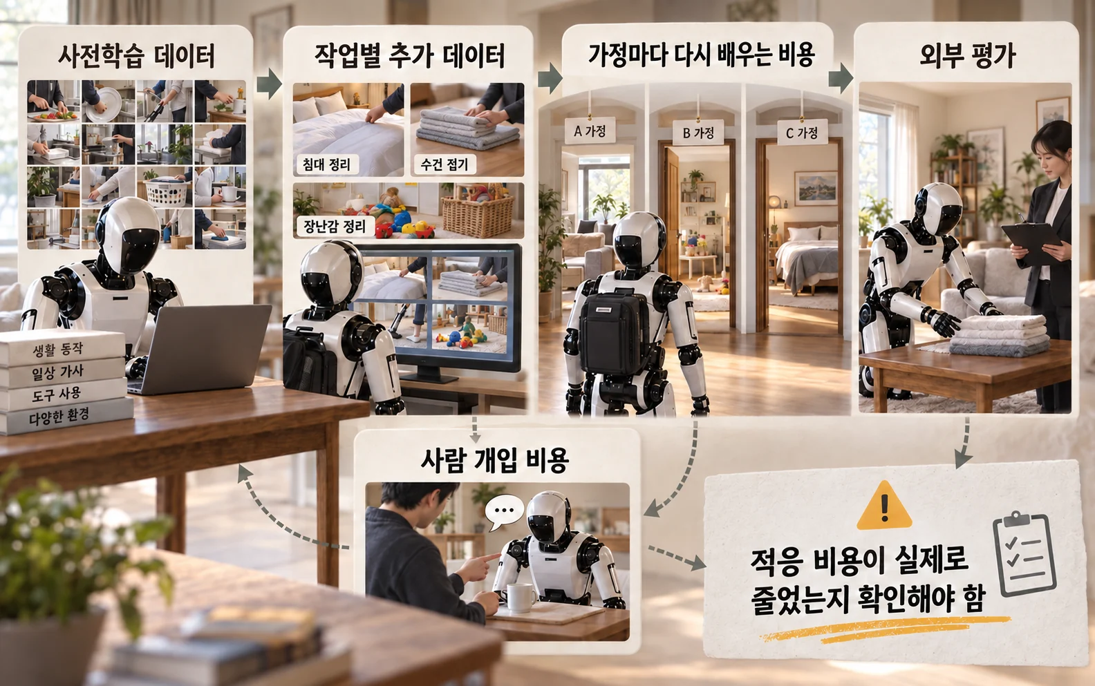 사전학습과 가정별 적응 데이터 비용