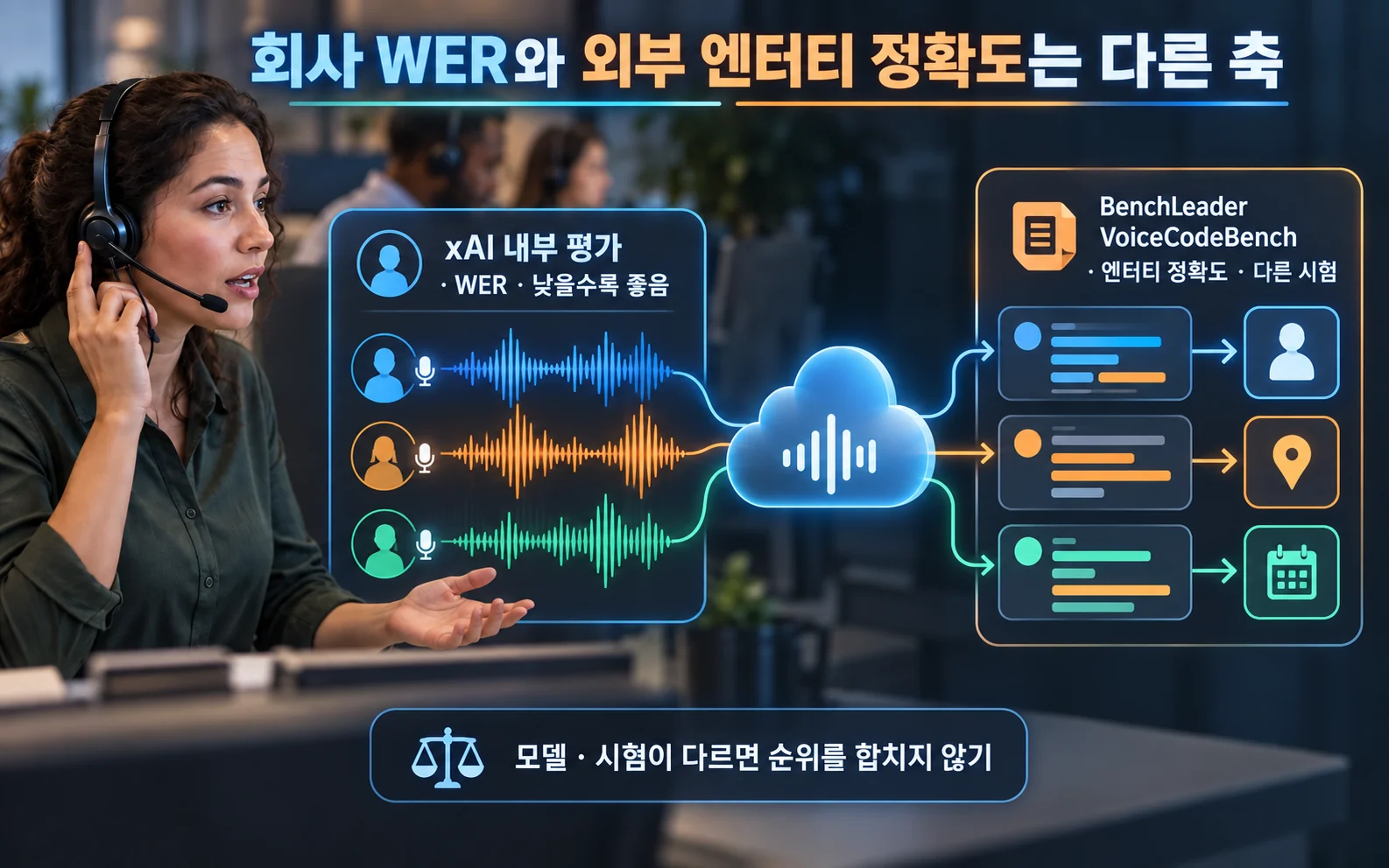 회사 단어 오류율과 외부 엔터티 정확도 구분