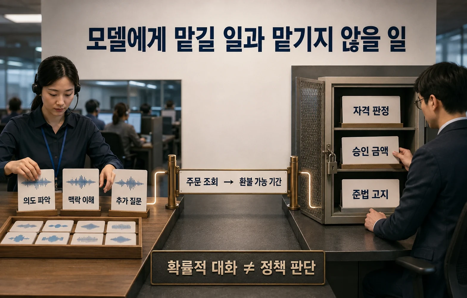 고객센터 AI를 노코드로 설계한다, AWS가 대화와 업무 규칙을 한 화면에 묶은 이유 관련 2번째 핵심 구조 인포그래픽