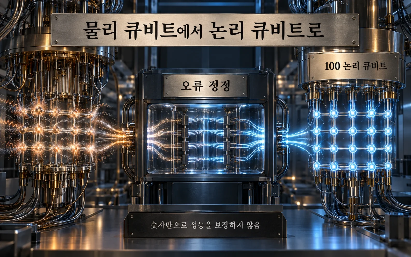 물리 큐비트와 오류 정정된 논리 큐비트