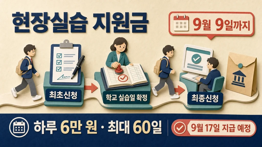 현장실습 지원금 하루 6만 원과 9월 최종 신청일 안내