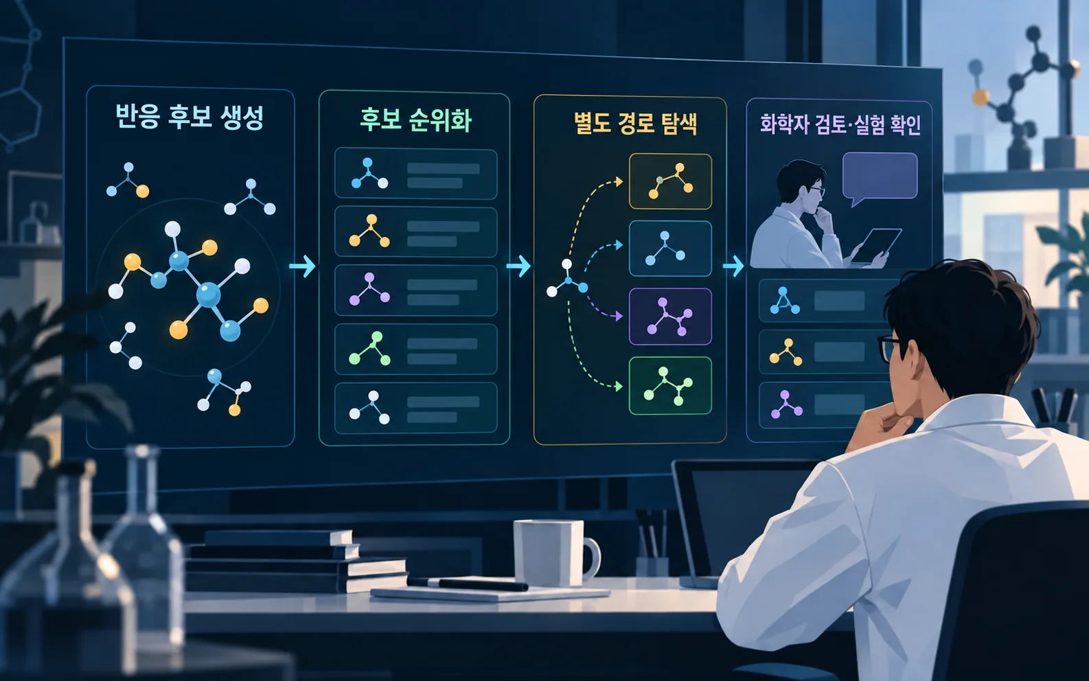 반응 후보 생성과 별도 경로 탐색의 구분