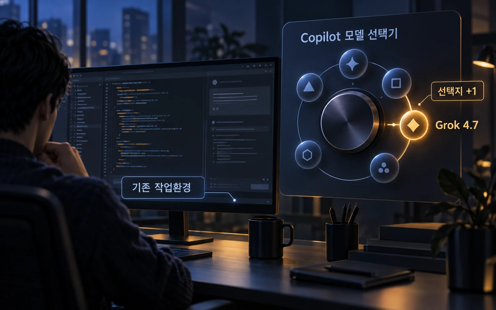 Copilot 작업 환경에 Grok 모델 선택지 추가