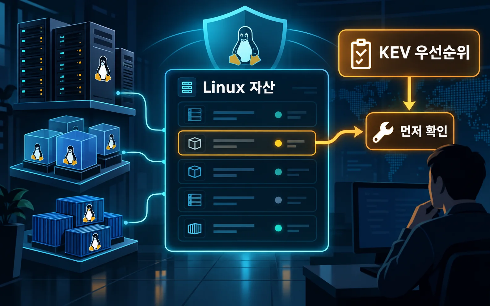 KEV 우선순위와 Linux 자산 목록 확인