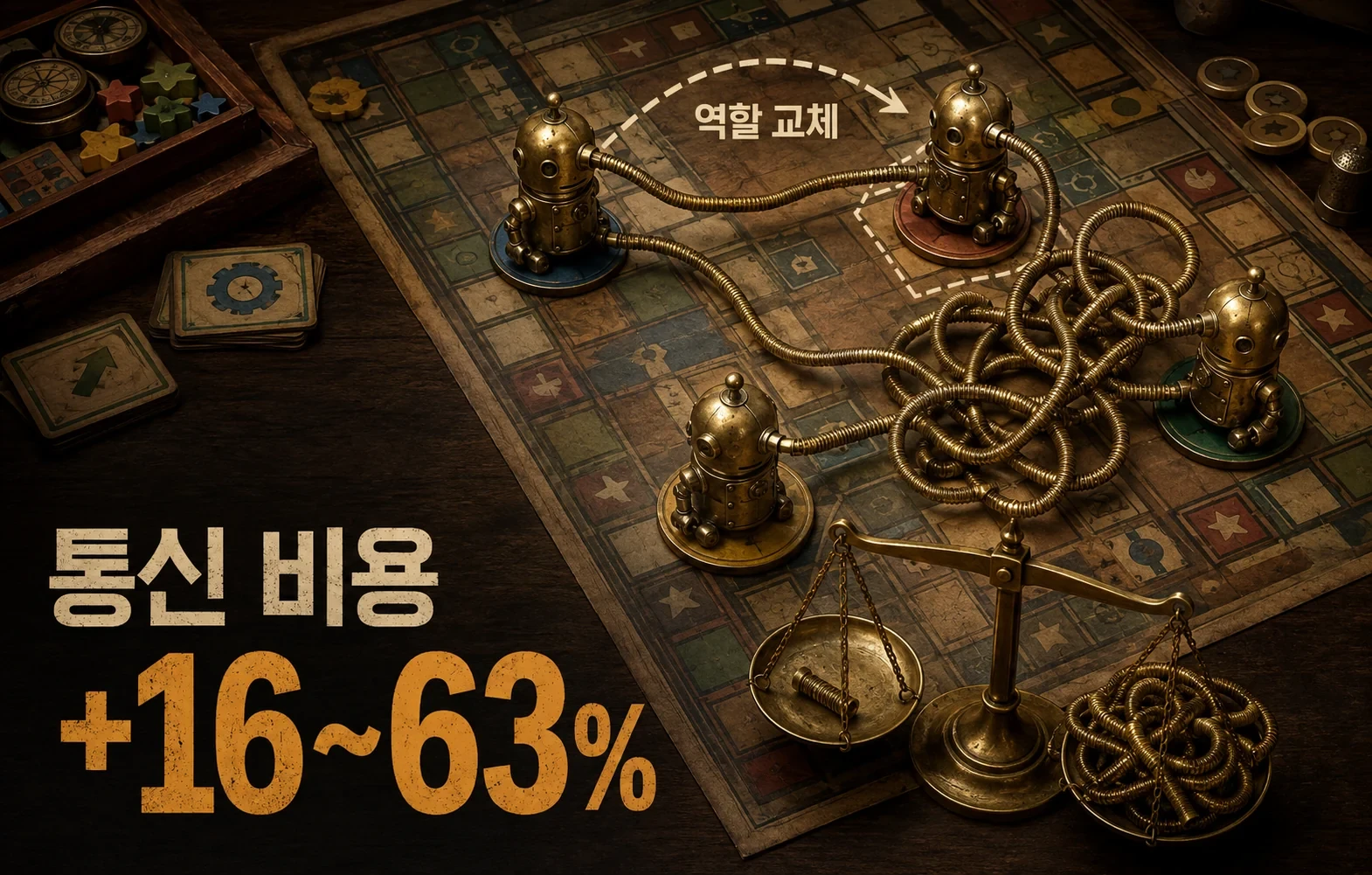 AI 팀의 자리를 바꾸면 성적보다 대화 비용이 흔들립니다 핵심 내용을 보여주는 인포그래픽