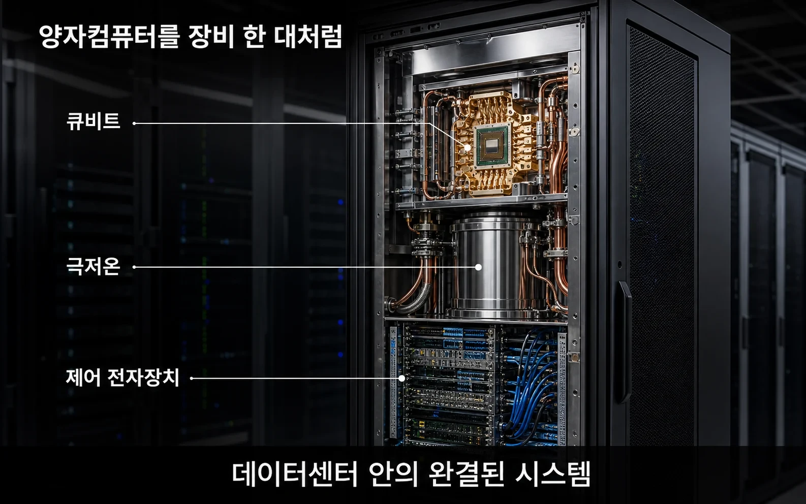 8큐비트 양자컴퓨터가 데이터센터에 들어가는 진짜 이유의 01-contained-system 내용을 보여주는 정보 이미지