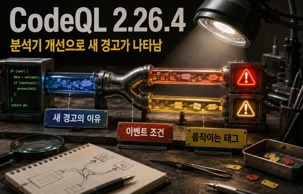 CodeQL 2.26.4가 깃허브 액션의 빈틈을 더 찾습니다, 경고가 늘 수 있는 이유 핵심 내용을 보여주는 대표 이미지