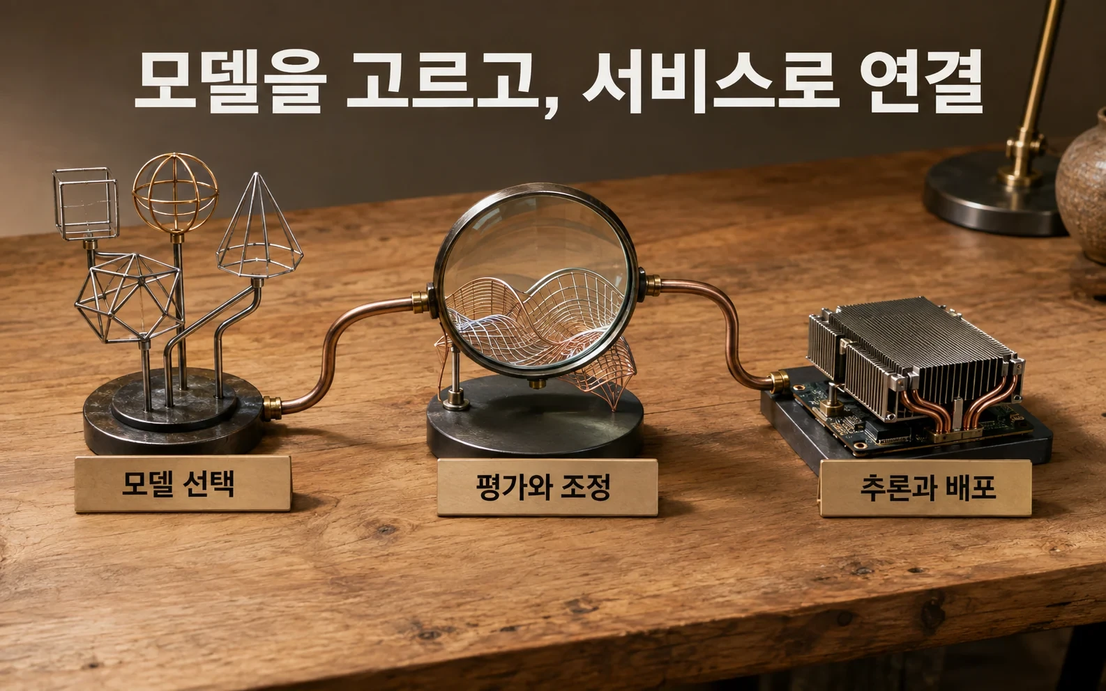 모델을 고르고, 서비스로 연결; 모델 선택에서 실행으로 이어지는 개발 흐름