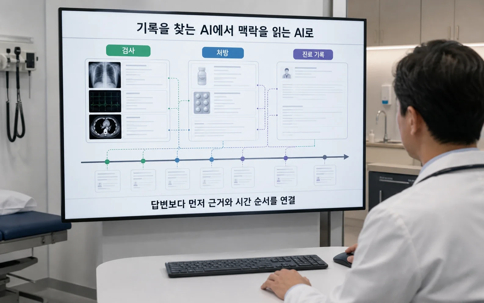 챗GPT가 환자 기록을 읽는다, 의료 AI의 경쟁력은 연결 방식에서 갈린다의 01-record-timeline 내용을 보여주는 정보 이미지