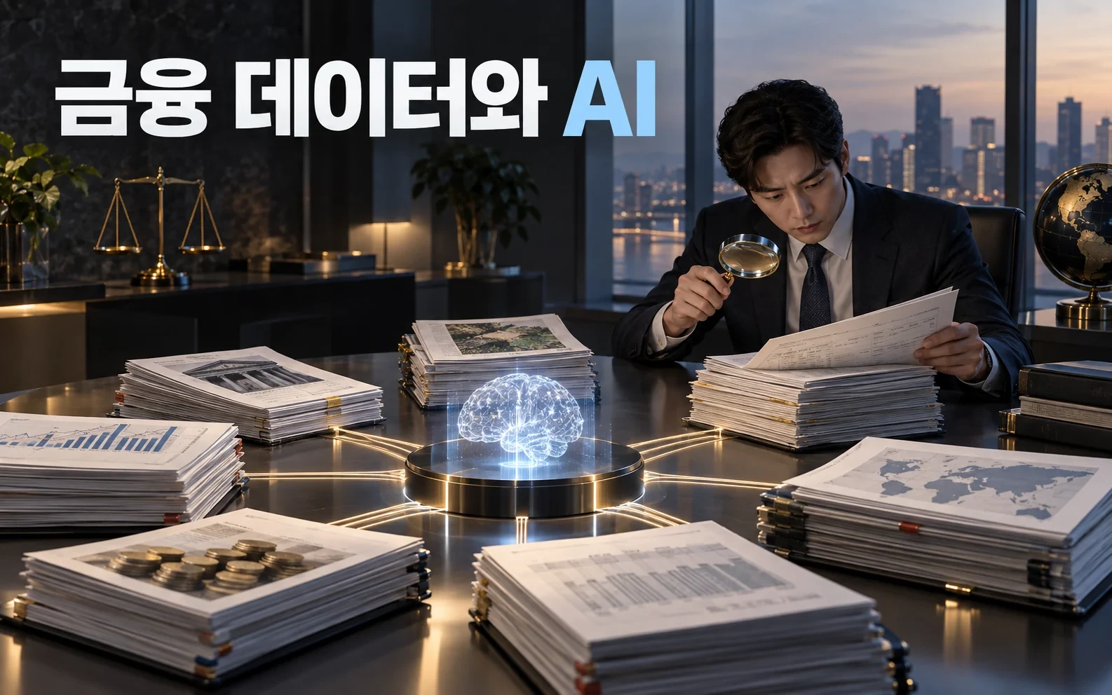 금융 데이터와 AI가 한 화면에, ChatGPT for Financial Services의 조건 핵심 내용을 보여주는 1번째 인포그래픽