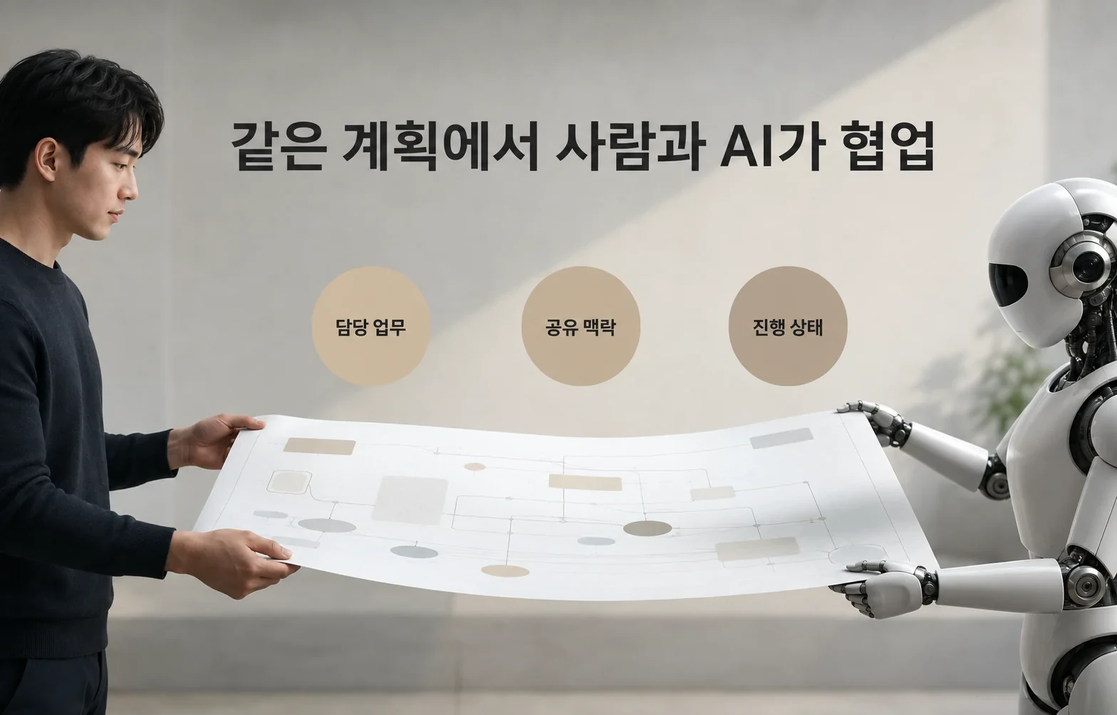 같은 계획에서 사람과 AI가 협업; 업무 목록을 보여주는 도구에서 일을 나누는 도구로