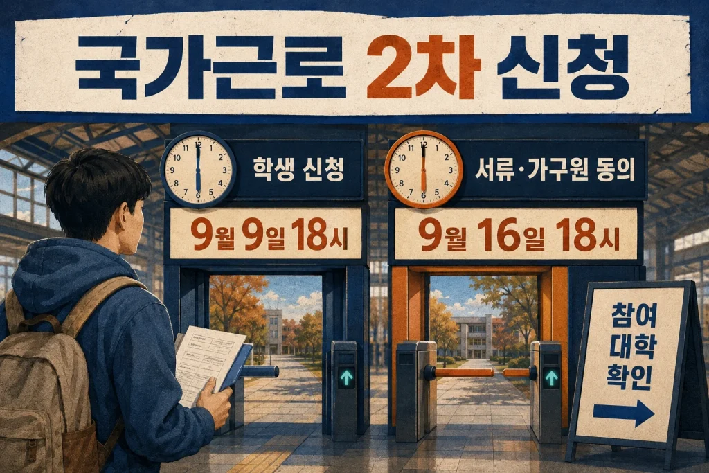국가근로장학금 2차 신청과 서류 제출 마감일 안내