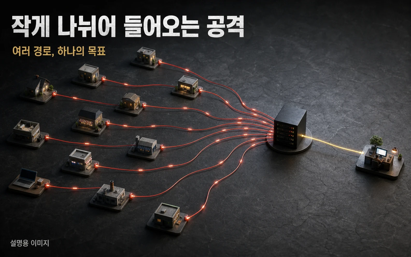 여러 경로에 요청을 분산하면 한 주소의 요청 횟수만으로 공격을 가리기 어려워집니다.