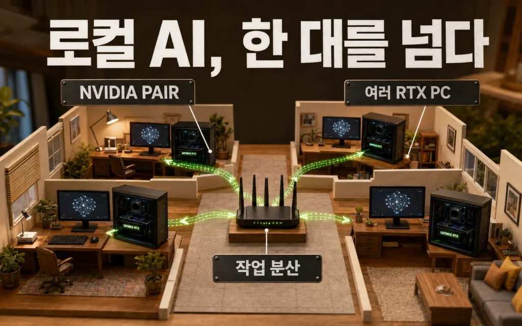 엔비디아 PAIR가 집 안의 GPU를 묶습니다, 로컬 AI가 한 대의 PC를 벗어납니다 핵심 내용을 보여주는 대표 이미지