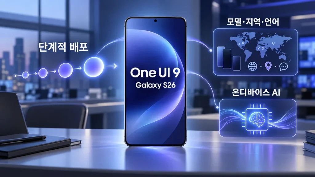 One UI 9 업데이트의 기기별 제공 범위를 보여주는 대표 그림