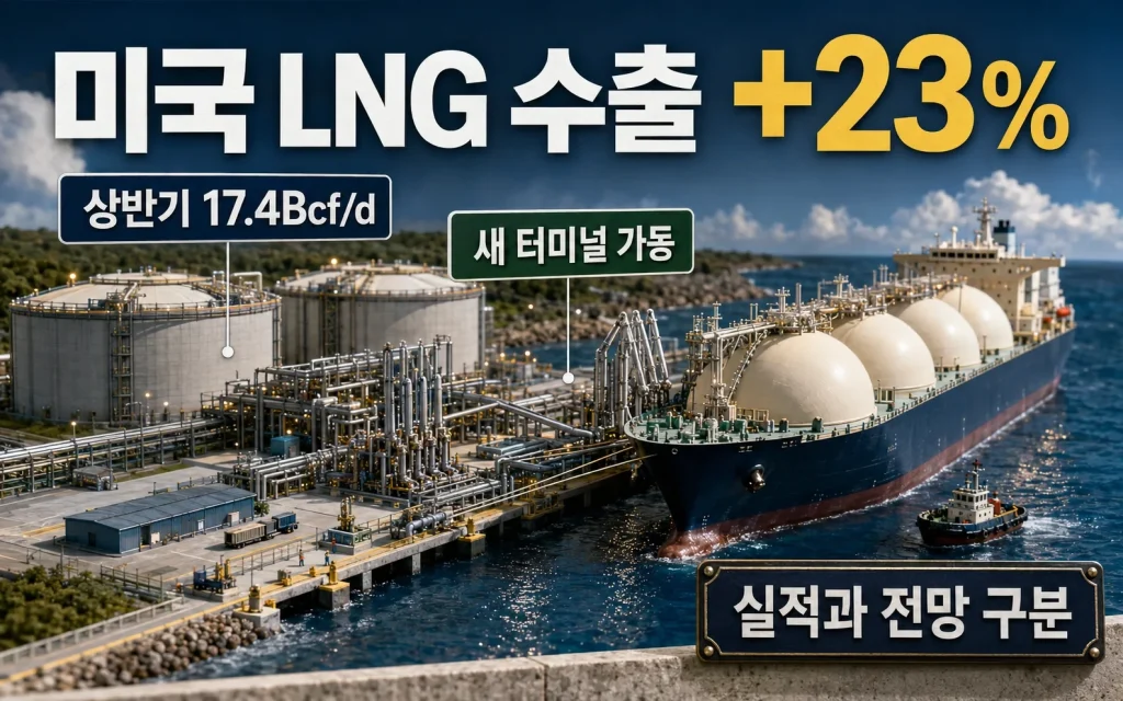 미국 LNG 수출 23% 증가, 새 터미널이 세계 가스 흐름을 바꿉니다 핵심 내용을 보여주는 대표 이미지
