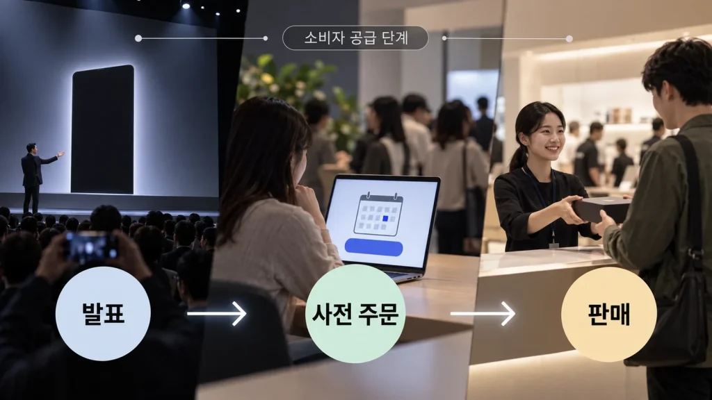 아이폰 신제품의 발표와 사전 주문 및 실제 판매 단계