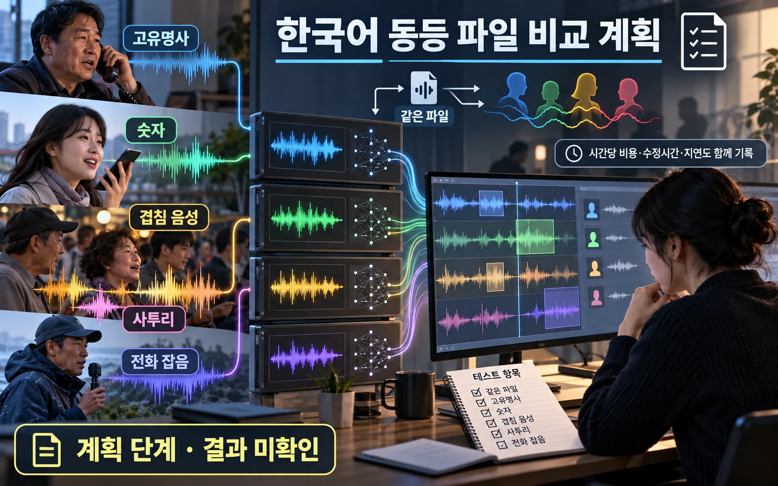 동일 한국어 파일의 조건별 비교 계획