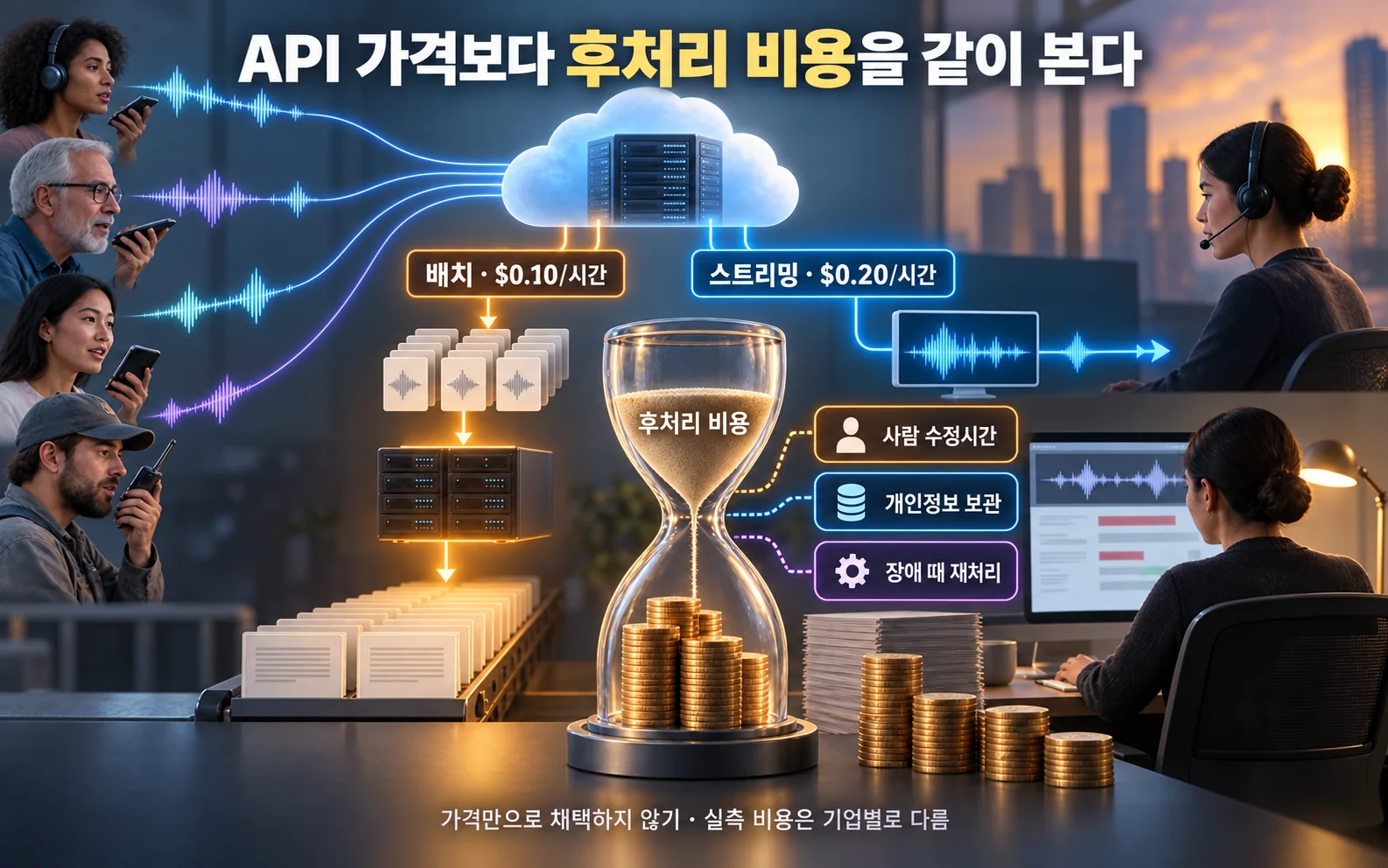 전사 API 요금과 사람 수정시간 및 운영조건