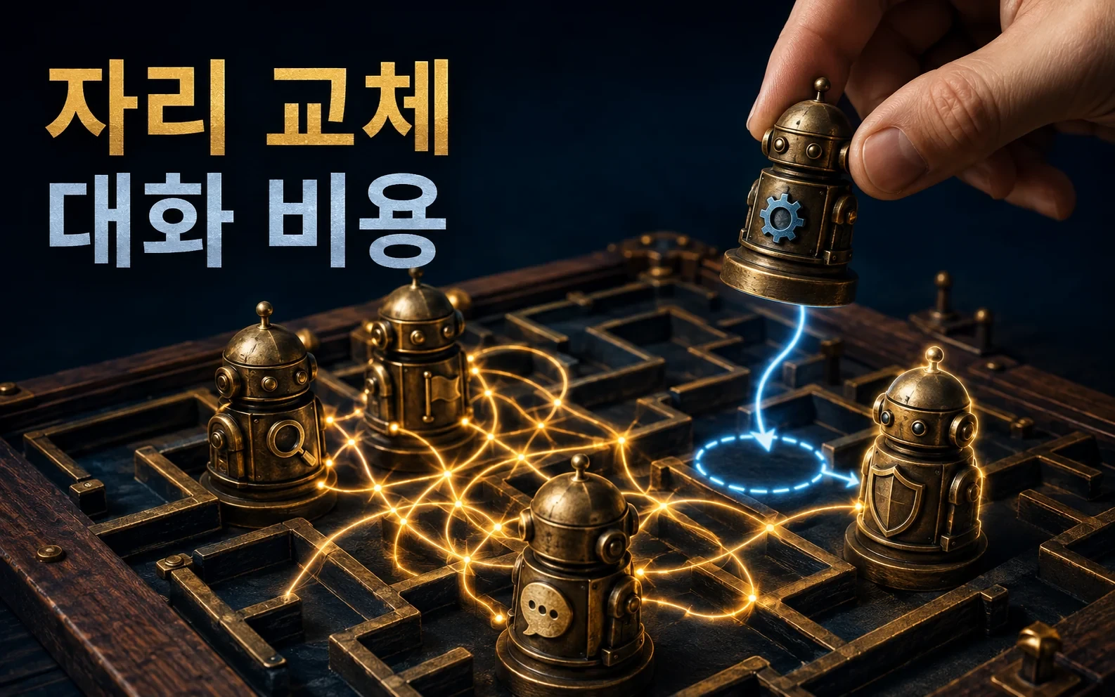 AI 팀의 자리를 바꾸면 성적보다 대화 비용이 흔들립니다 핵심 내용을 보여주는 인포그래픽