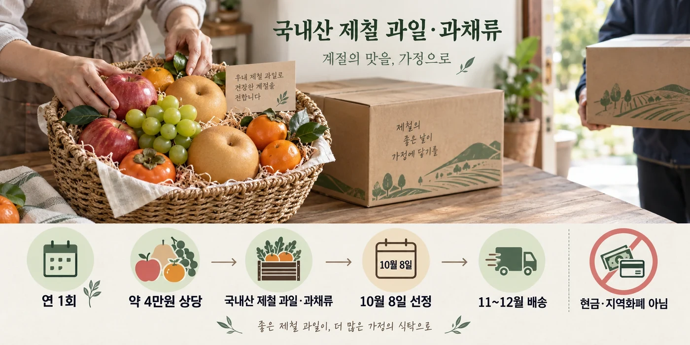 현금 아닌 연 1회 과일 꾸러미와 선정 배송 일정